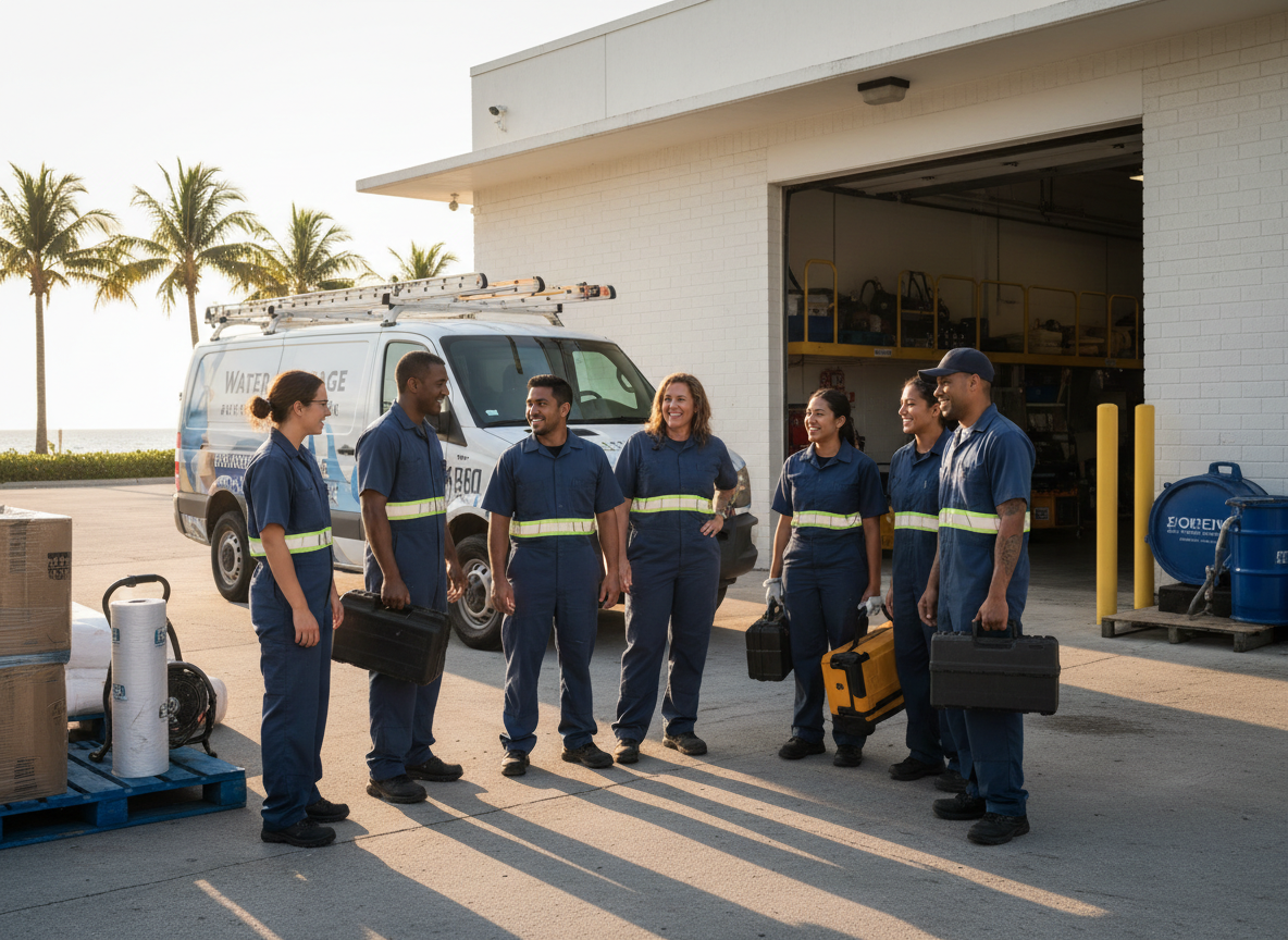 The Water Damage Restoration Surfside team at work in Surfside
