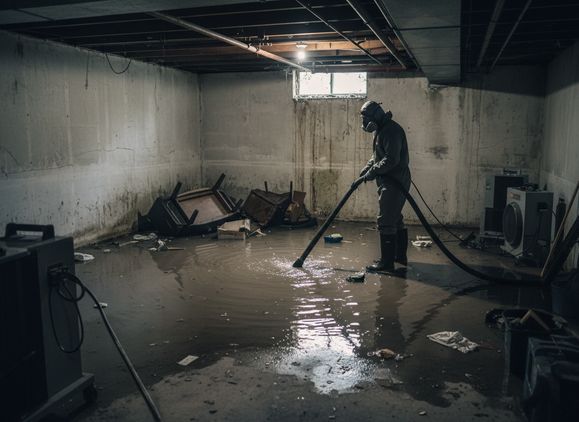 Basement flood cleanup in Surfside